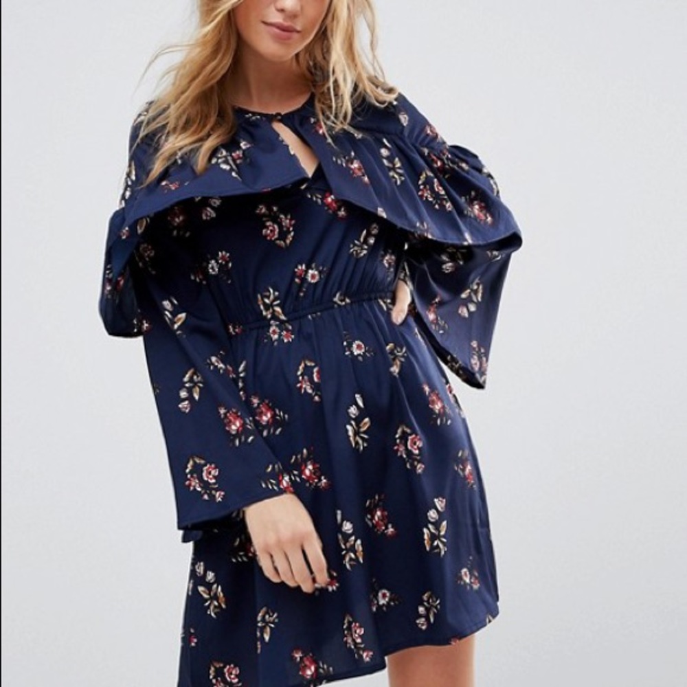 Frill Keyhole Front Floral Dress asos